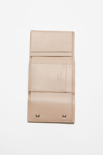 Trifold leather wallet - Taupe beige