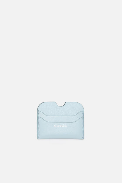 Leather card holder wallet - Dusty blue
