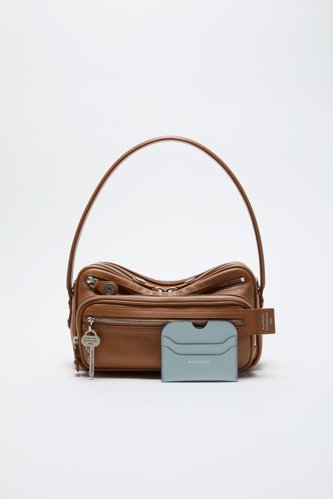 Leather card holder wallet - Dusty blue