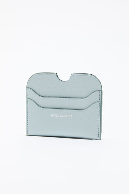 Leather card holder wallet - Dusty blue