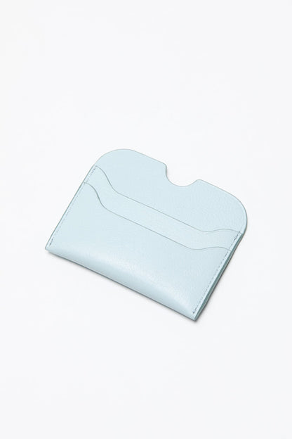 Leather card holder wallet - Dusty blue