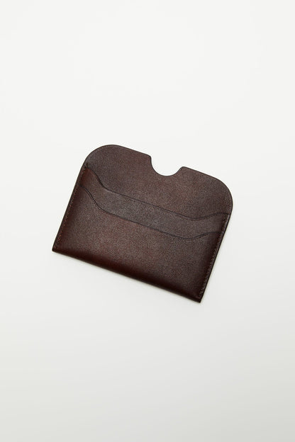 Leather card holder - Dark brown