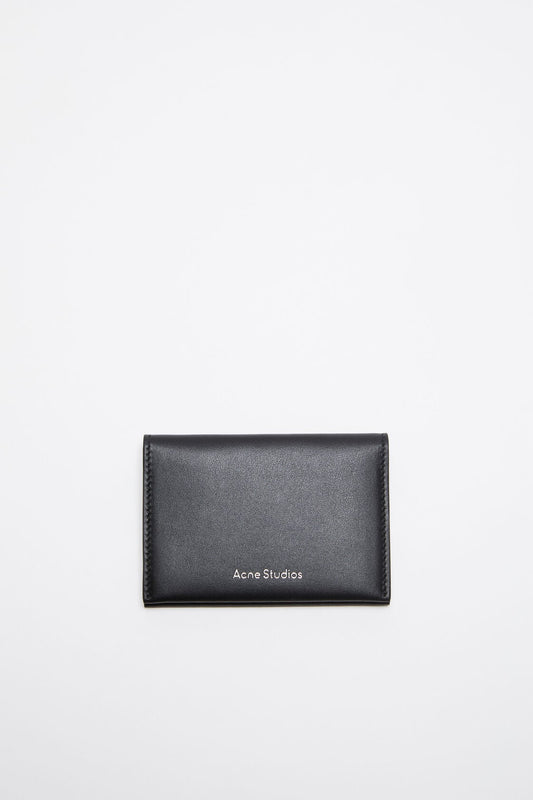 Folded leather wallet - Black