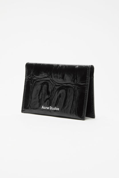 Folded leather wallet - Black