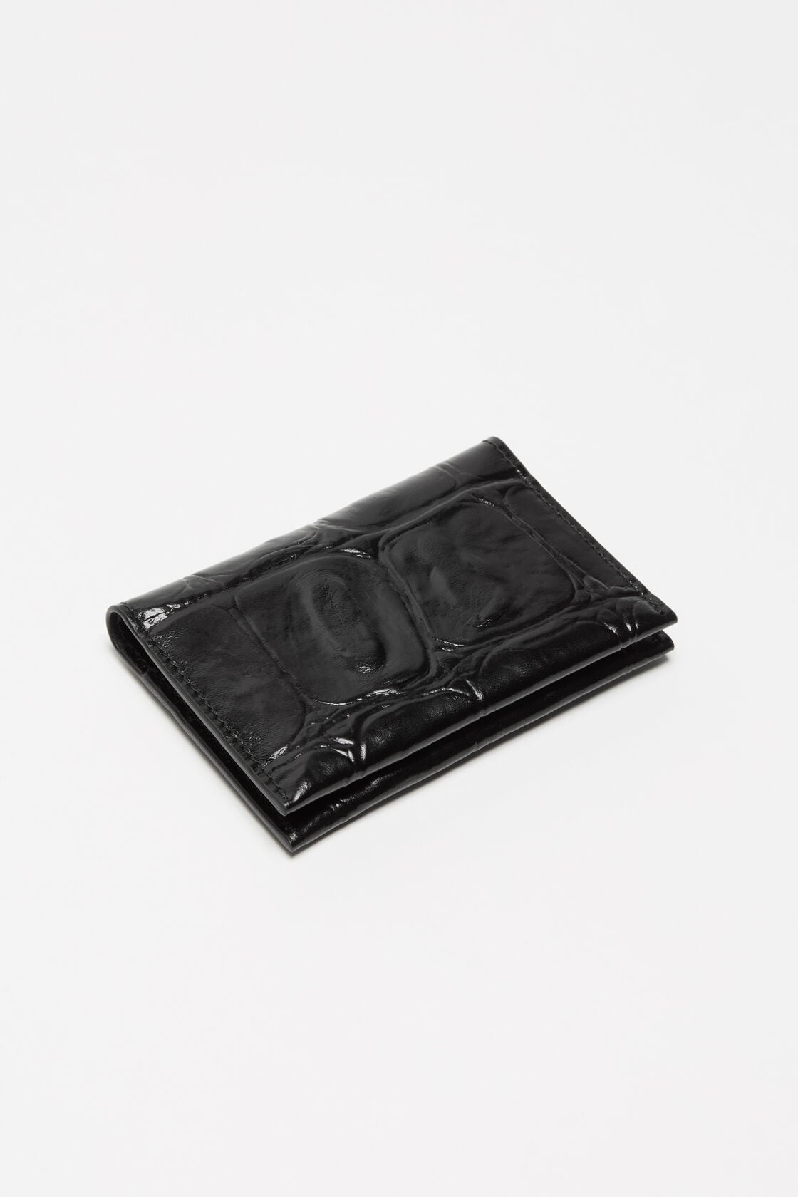 Folded leather wallet - Black