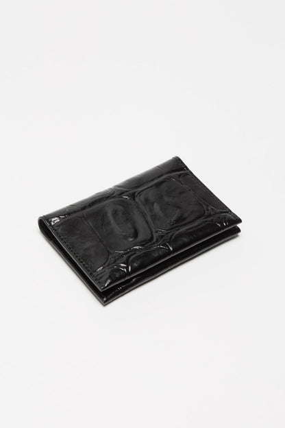 Folded leather wallet - Black