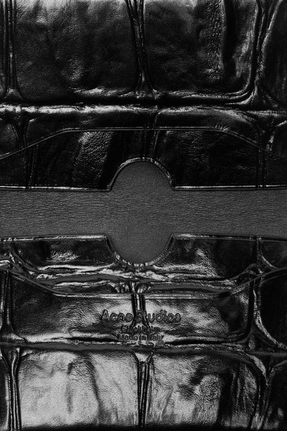 Folded leather wallet - Black