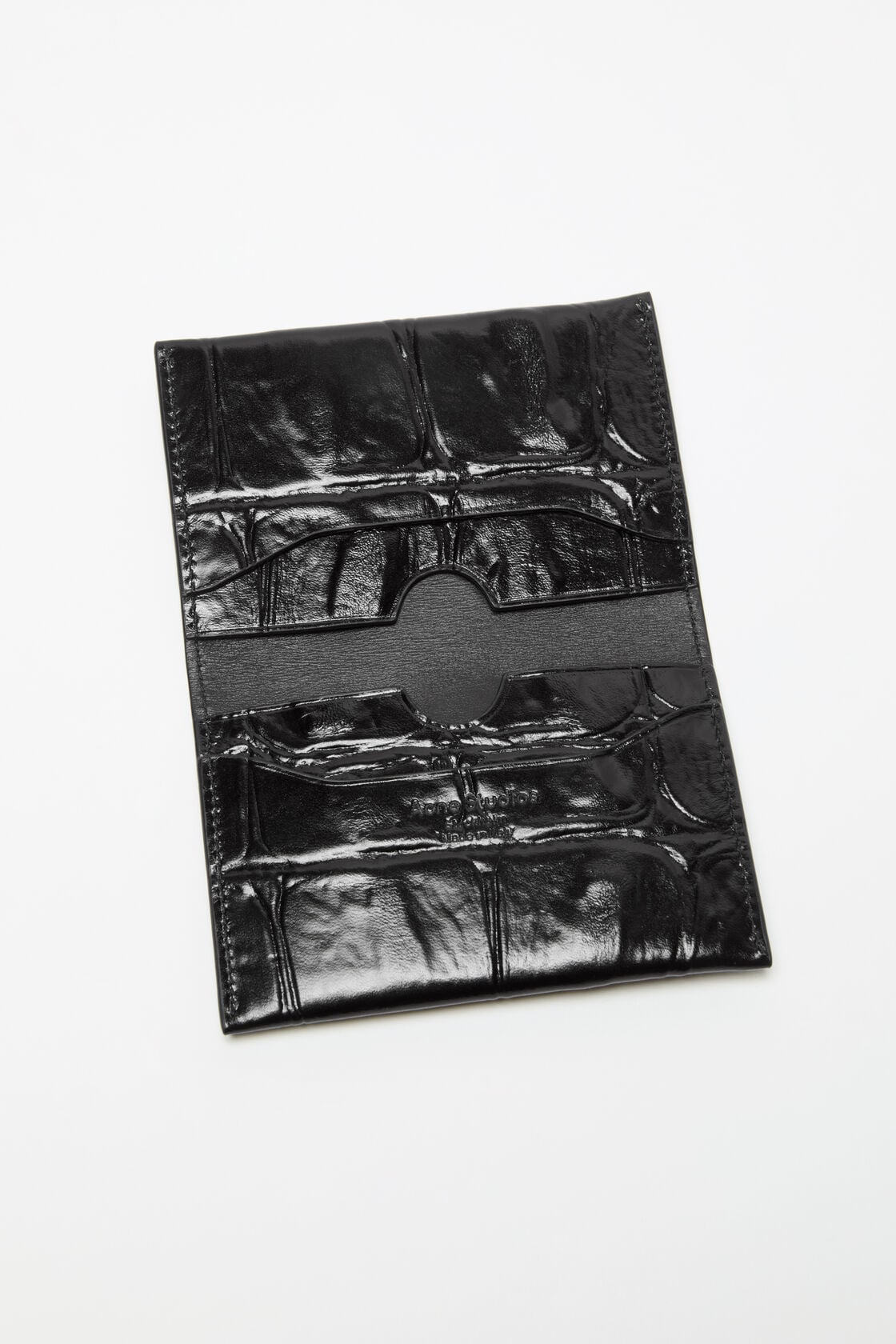 Folded leather wallet - Black