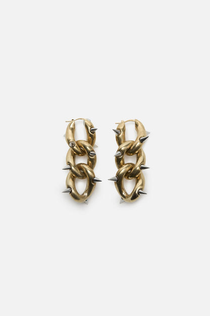 Chunky chain earrings - Semi matt gold/Silver