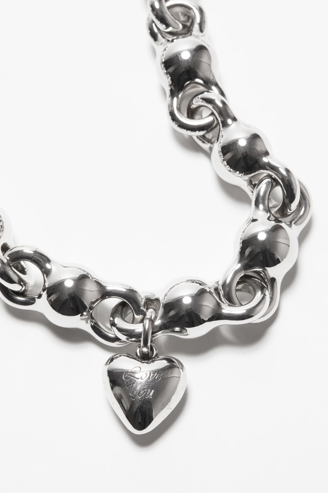 Heart charm necklace - Antique Silver