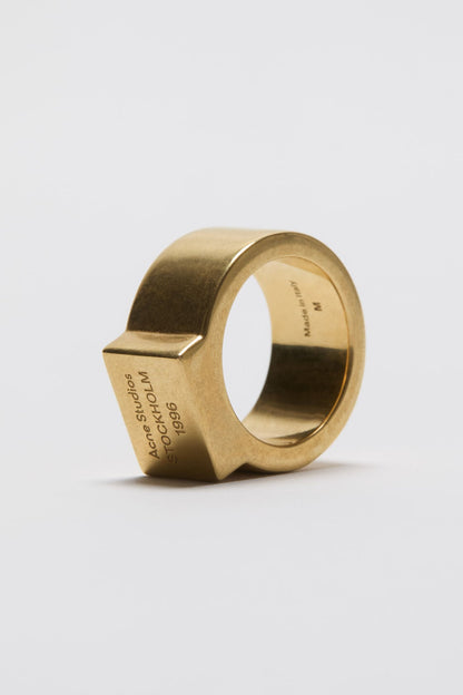 Logo engraved signet ring - Semi matt gold