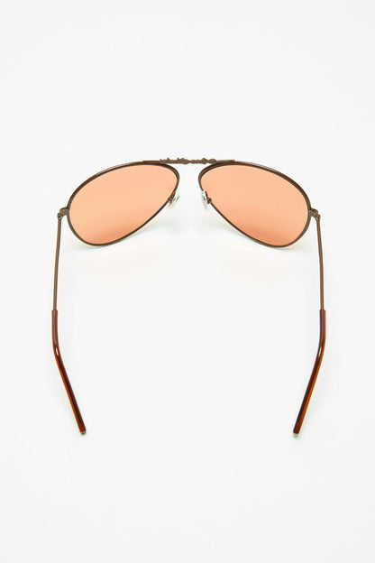 Metal aviator sunglasses - Brown/orange