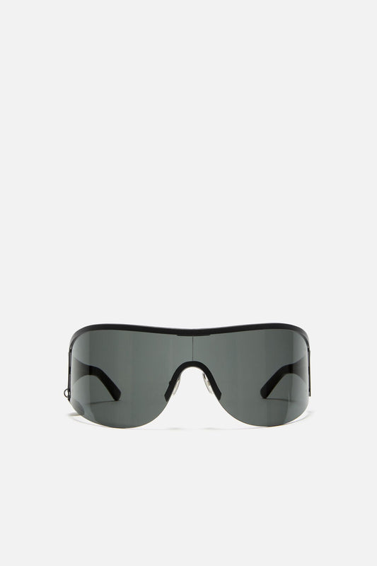 Metal shield sunglasses - Black/black