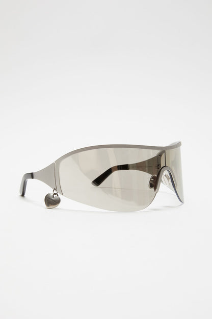 Metal shield sunglasses - Silver/transparent