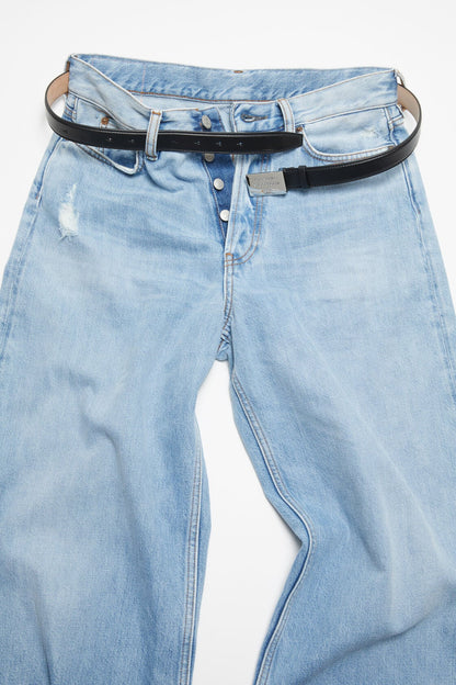 Engraved Logo leather belt - Black