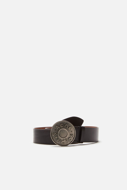 Logo leather belt - Black/camel